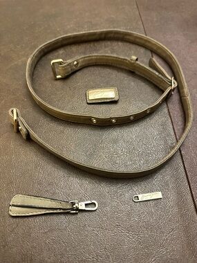 Junior Drake Taupe Leather Replacement Strap Set with 2 silver bag key pulls